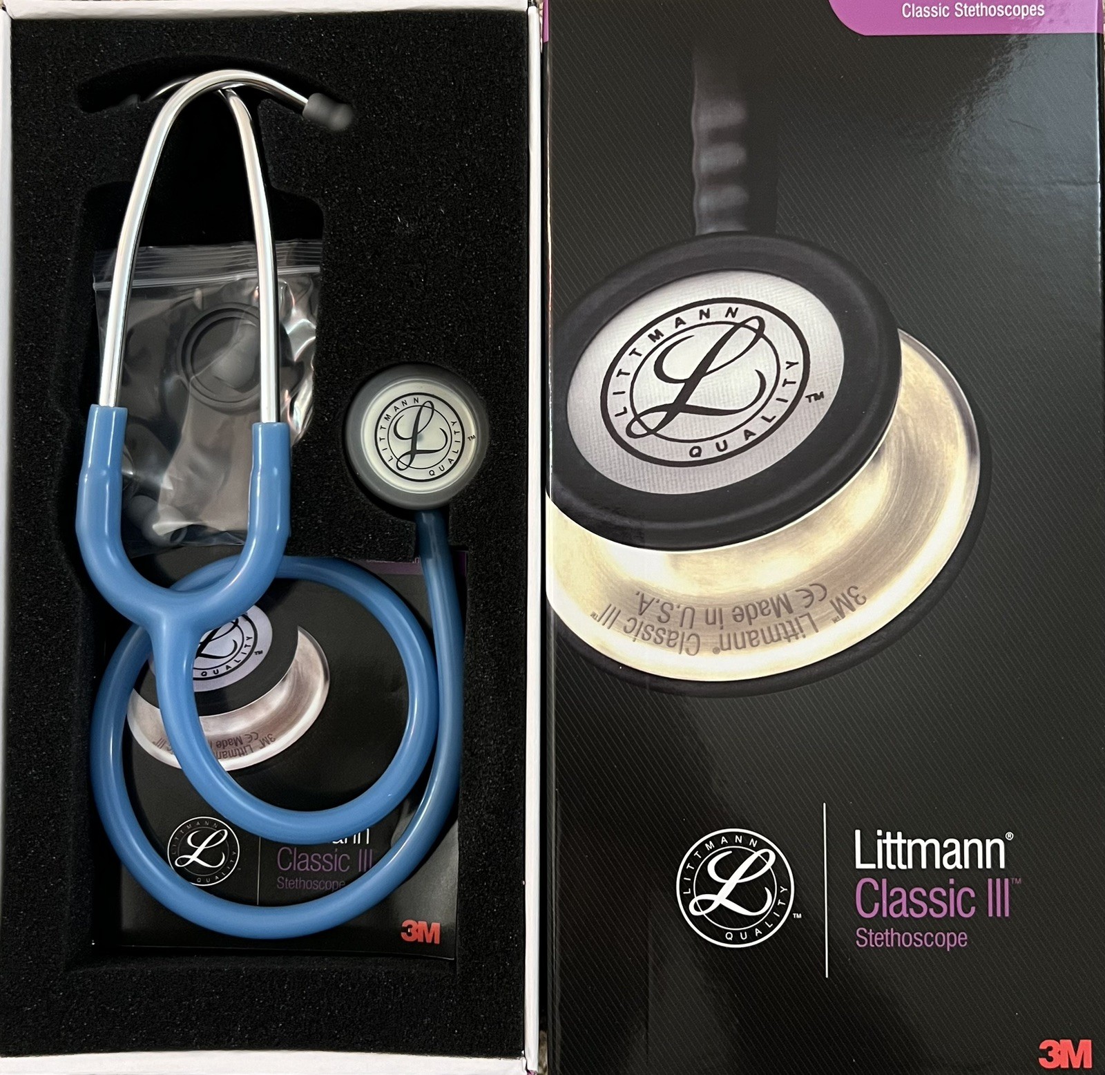 Teal Blue Classic III Monitoring Stethoscope High Quality Free Shipping