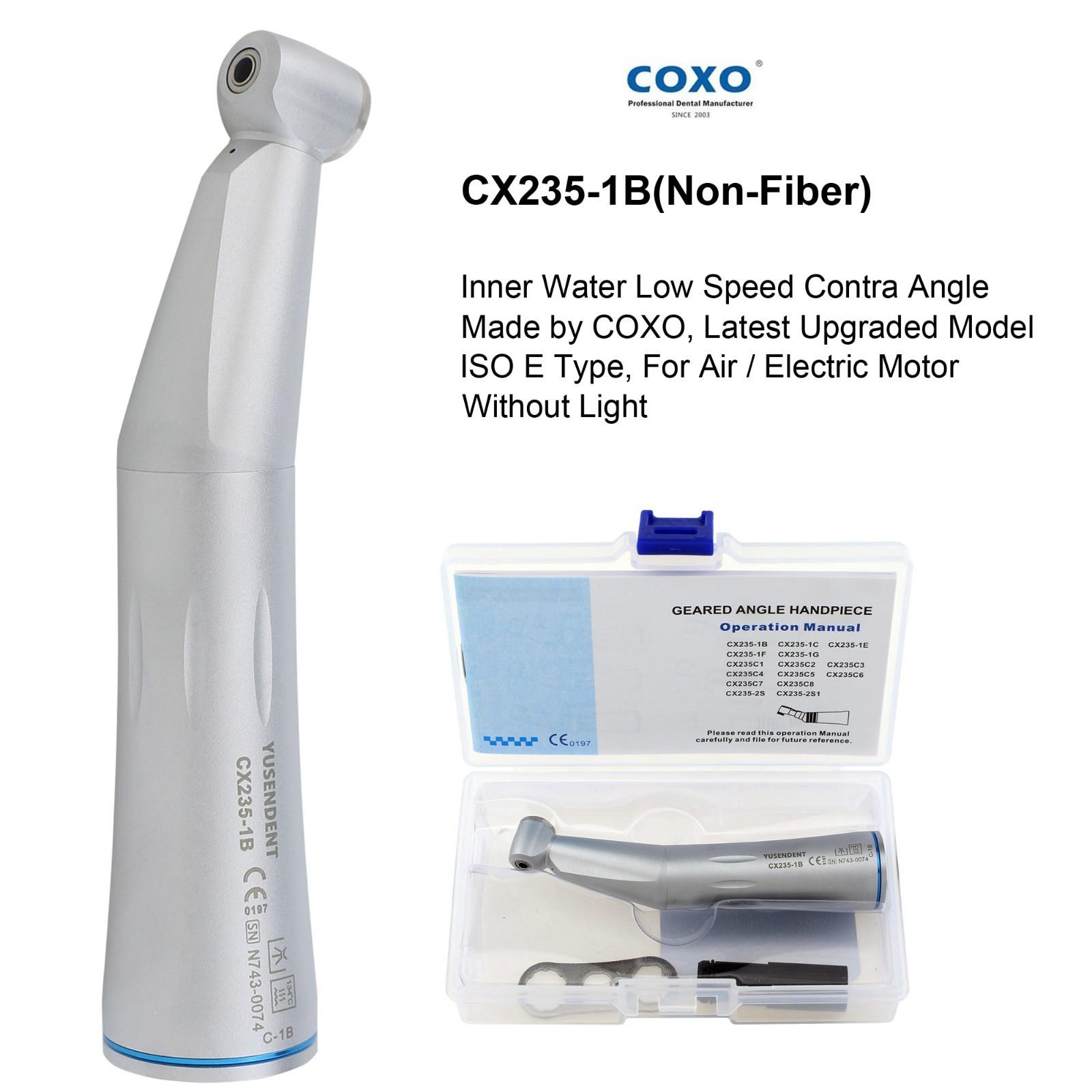 COXO Dental Inner Water Contra Angle Air Motor Straight Handpiece Low Speed NSK