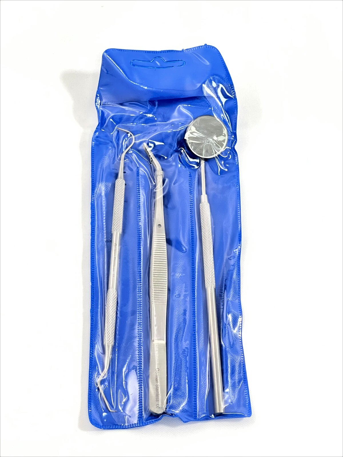 Basic Dental Instruments Set Mouth Mirror, Explorer #5 ,Cotton Plier ( GERMAN )