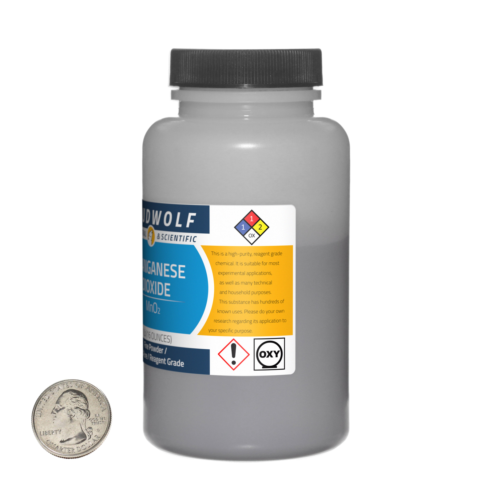 Manganese Dioxide / 3 Pounds / 3 Bottles / 99% Pure Reagent Grade / Fine Powder