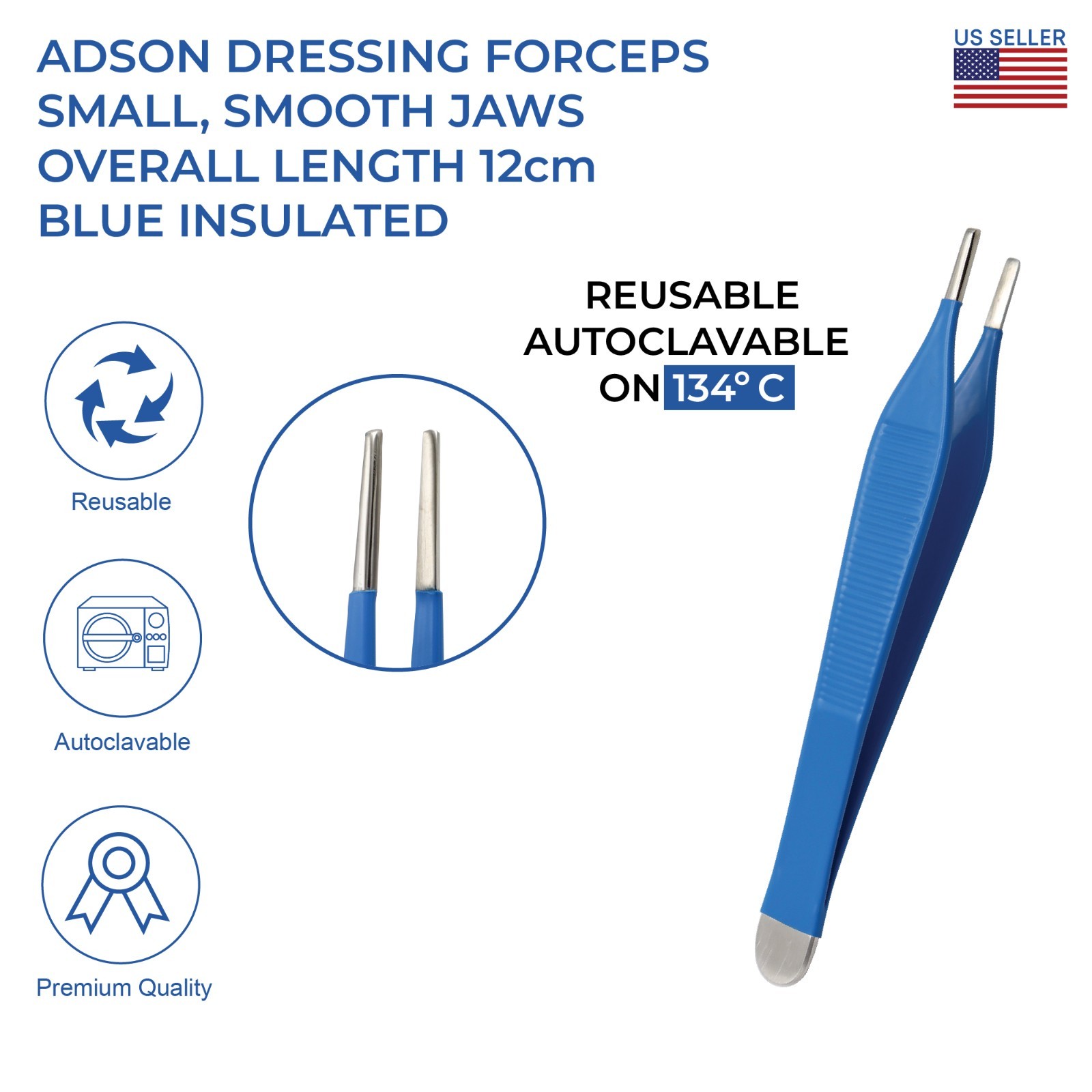 Insulated Adson Dressing Forceps Small Smooth Jaws Surgical instruments