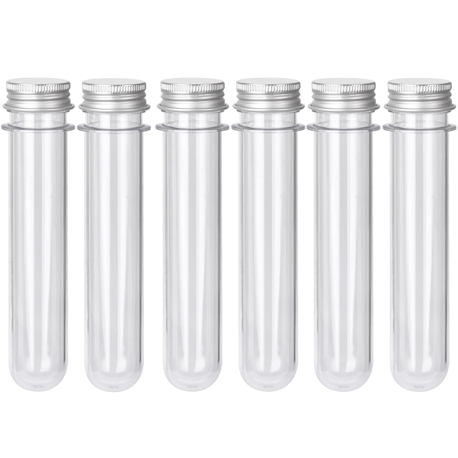 6PCS Plastic Test Tubes with Screw Caps 45ml Clear Tubes for Scientific Experime