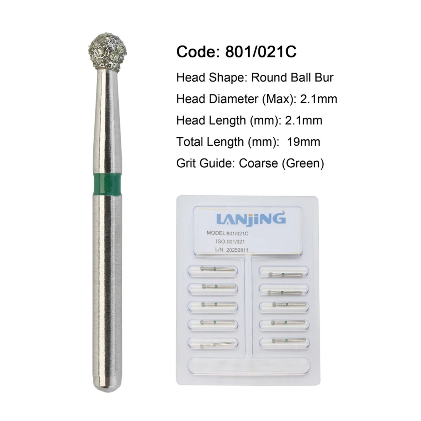 Dental Diamond Burs Round Surgical Long Ball Barrel FG High Speed 801 801L 811