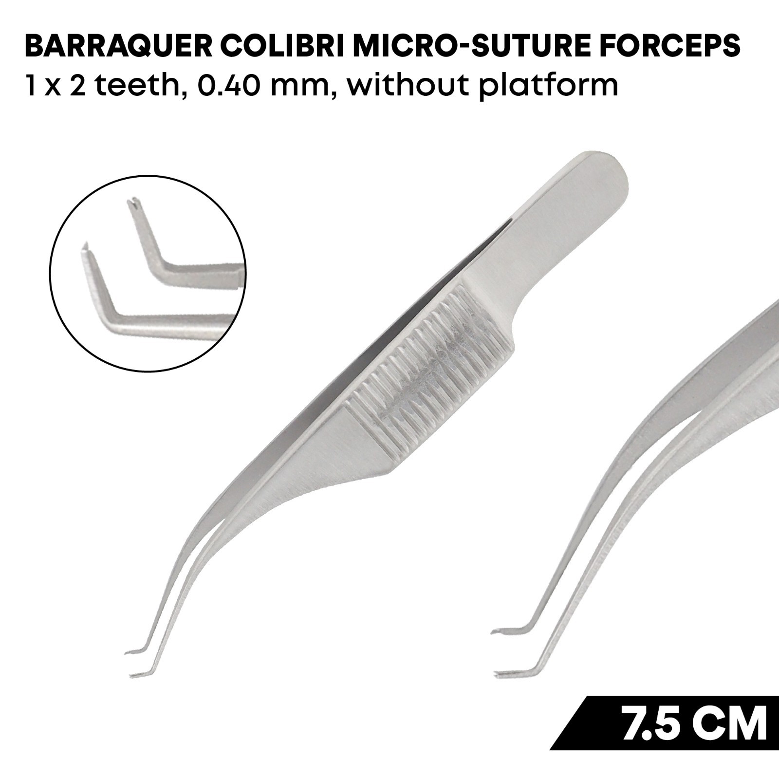 Colibri Micro Suture Tying Barraquer Forceps 1 x 2 Teeth Ophthalmic Instruments