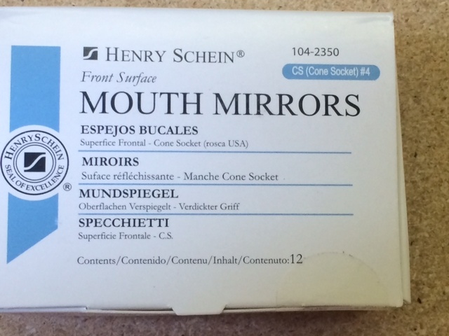 Dental Mouth Mirror Cone Socket #4 front surface , Henry Schein 12/Box 1042350