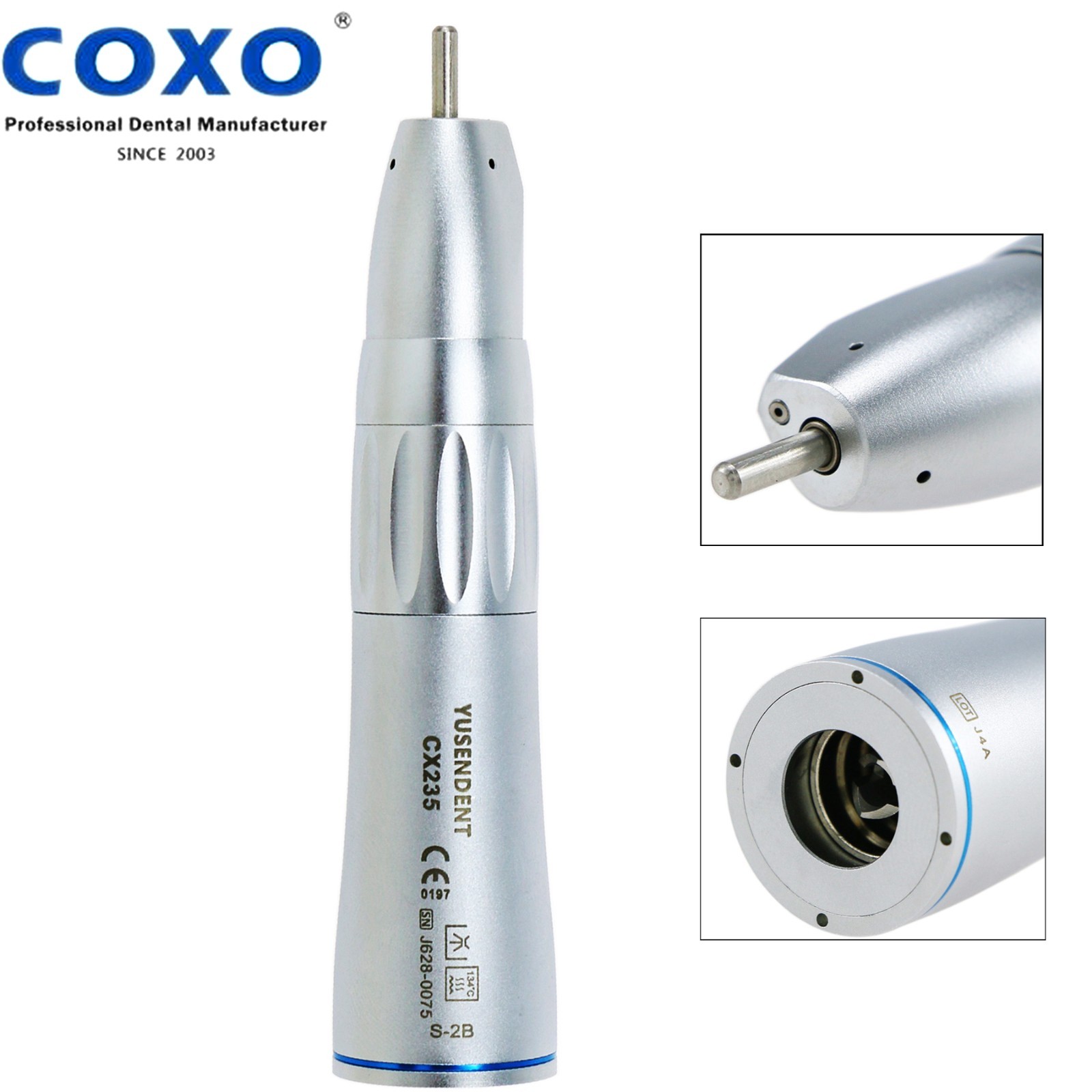 US COXO Dental Inner Water Low Speed Air Motor Contra Angle Handpiece 2Holes