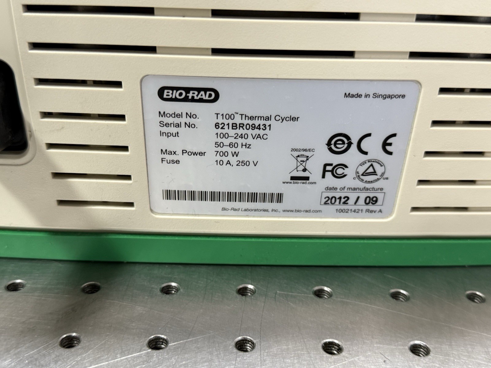 Bio-Rad T100 Thermal Cycler – Touchscreen OK, Self-Test Passed, 4097h, 2012
