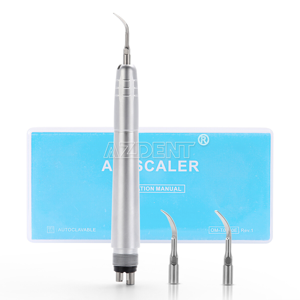 AZDENT Dental Ultrasonic Air Scaler Handpiece 4 Holes + 3 Compatible Tips