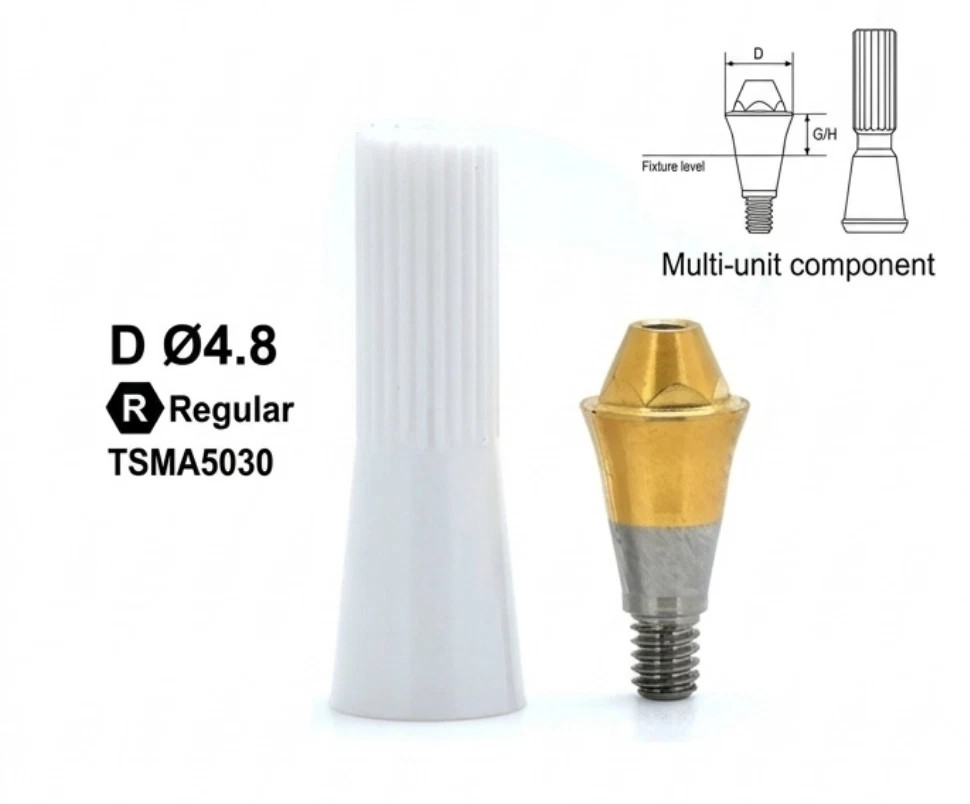 6×Dental multi unit straight abutment D4.8 MU for bridge work fit Hiossen Osstem