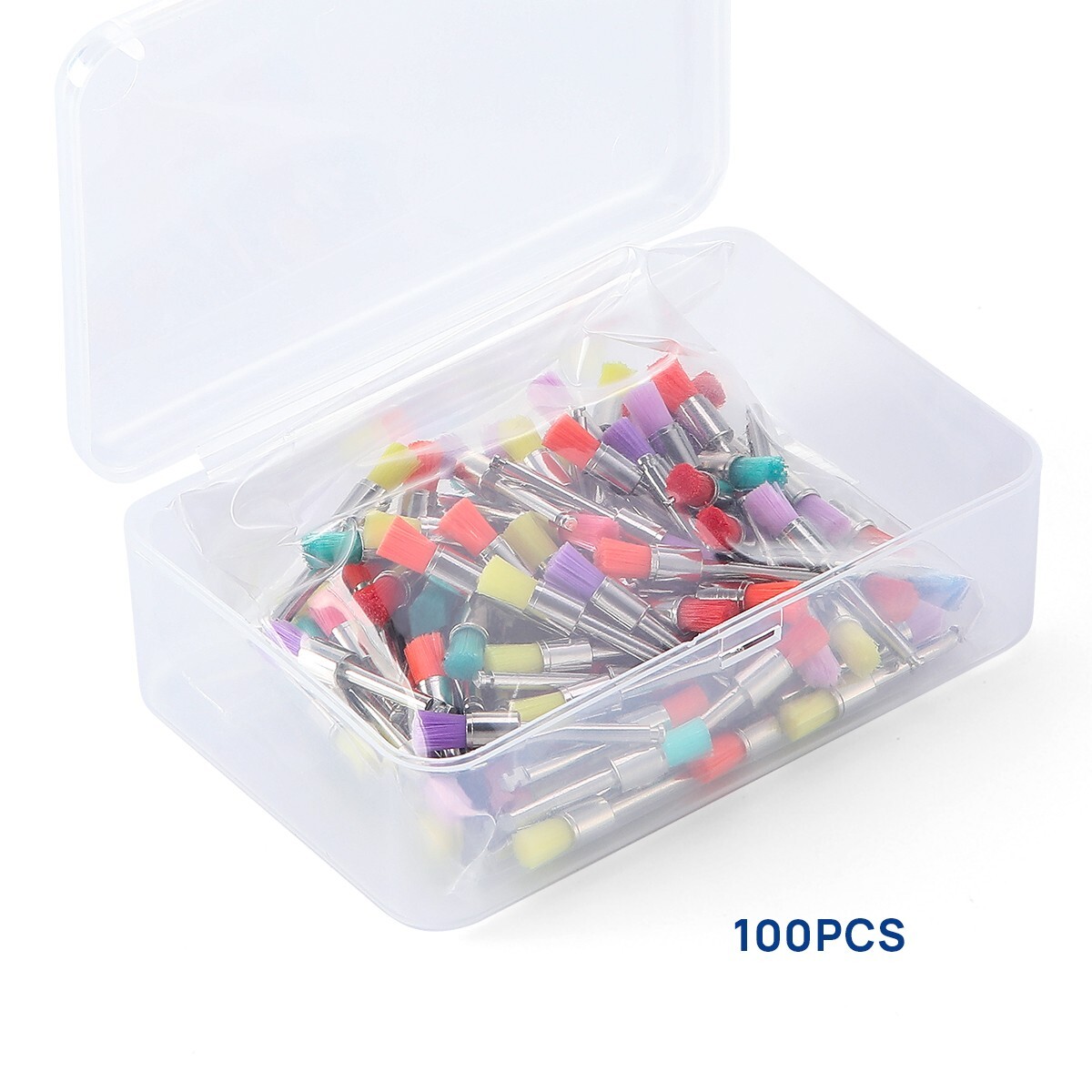 100pcs Dental Nylon Polishing Prophy Brushes Flat Latch RA Burs Mixed Color