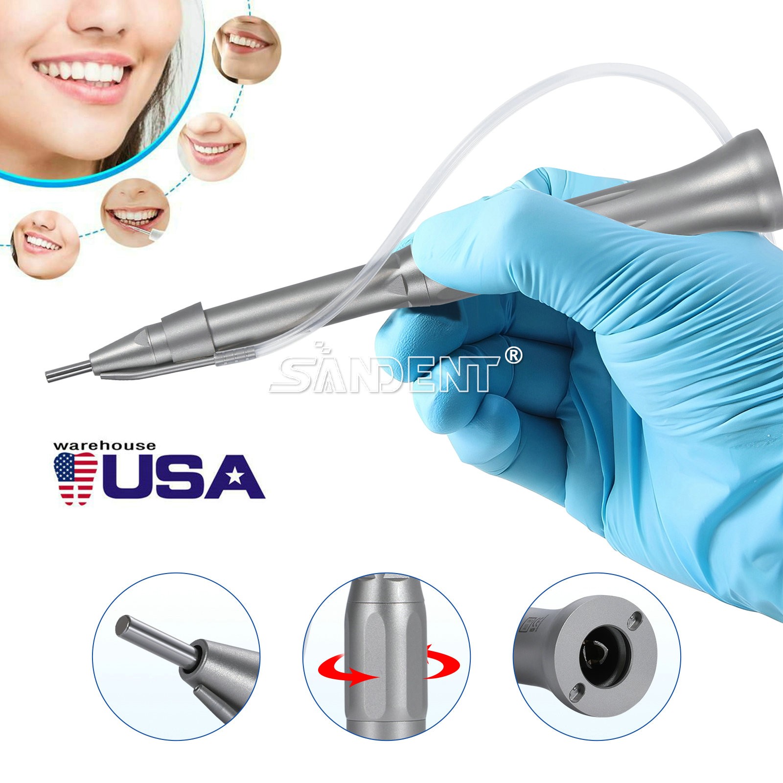 SANDENT Surgical Straight Handpiece 1:1 Micro Surgery external Water Spray