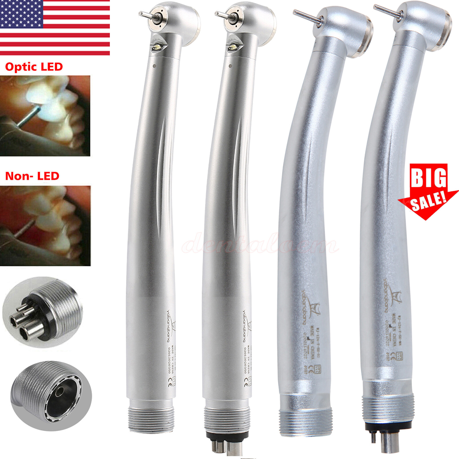 Dental High Low Speed Handpiece Push Button (LED) Turbine 2/4 Holes