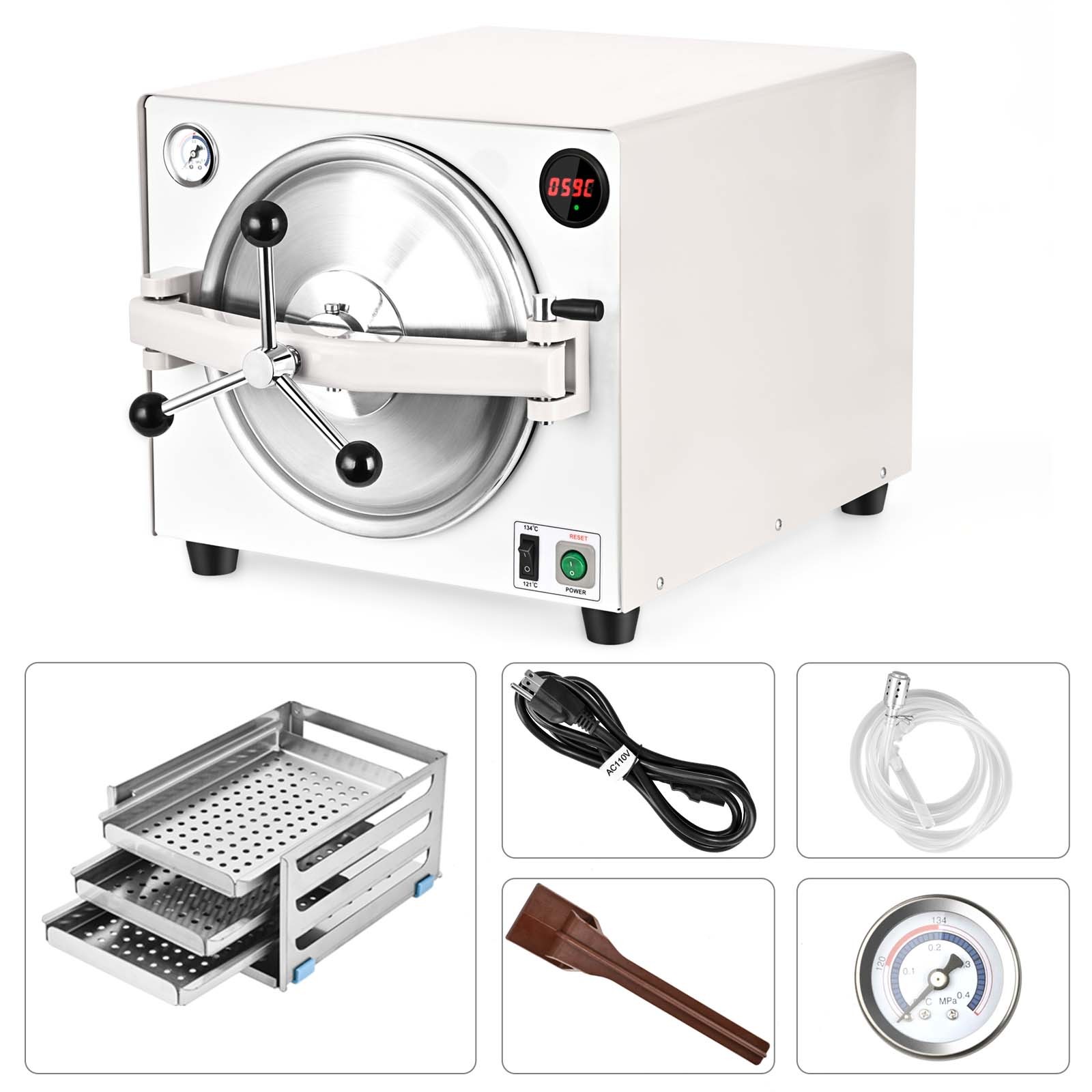 18L Dental Autoclave Steam Sterilizer Automatic Pressure Release Safe 110V 1000W