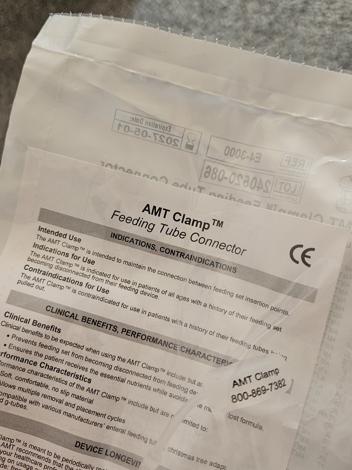 AMT Clamp Feeding Tube Connector Reference #E4-3000 Quantity 2