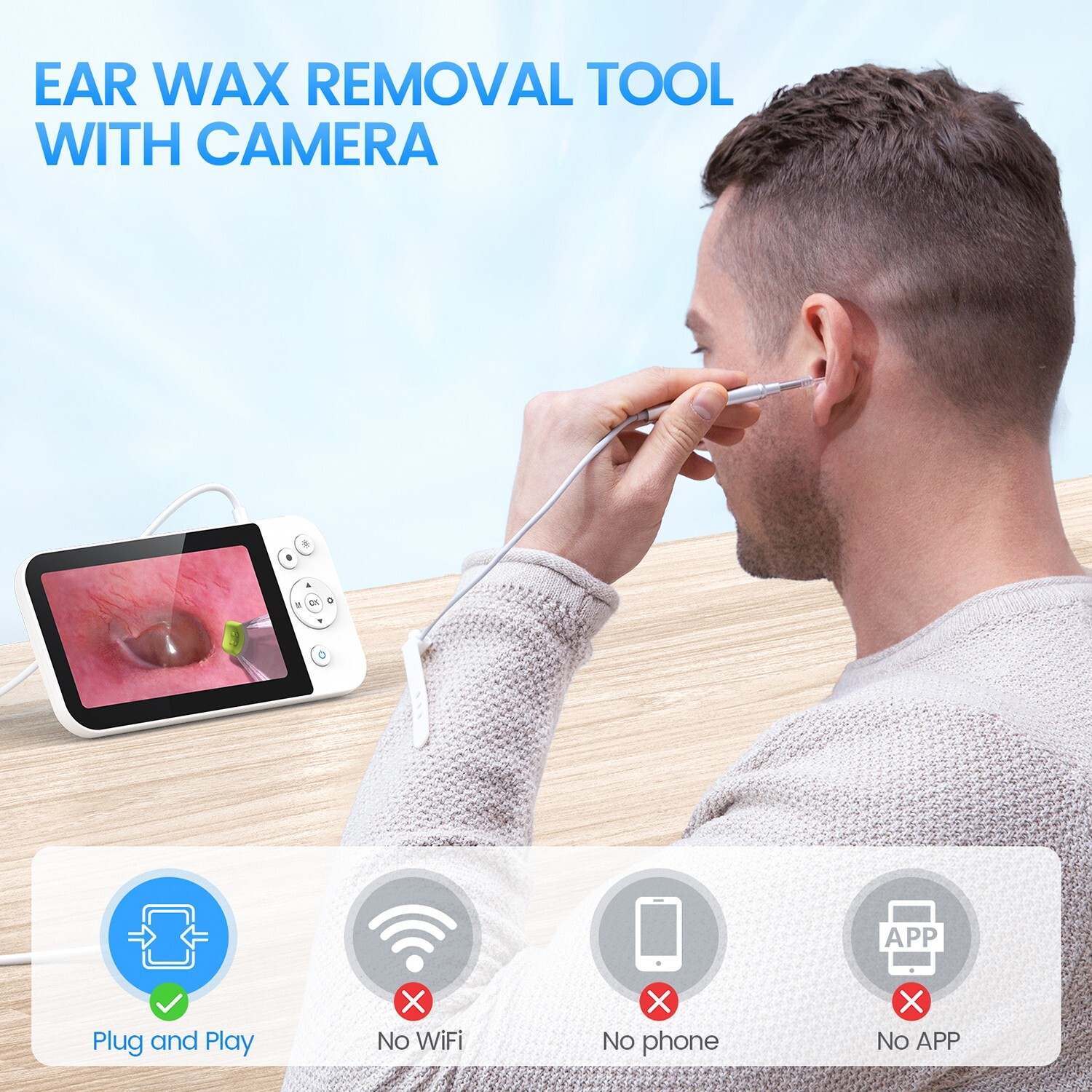 ScopeAround Ear Cleaning Camera Digital Otoscope Ear Camera with Ear Wax Removal