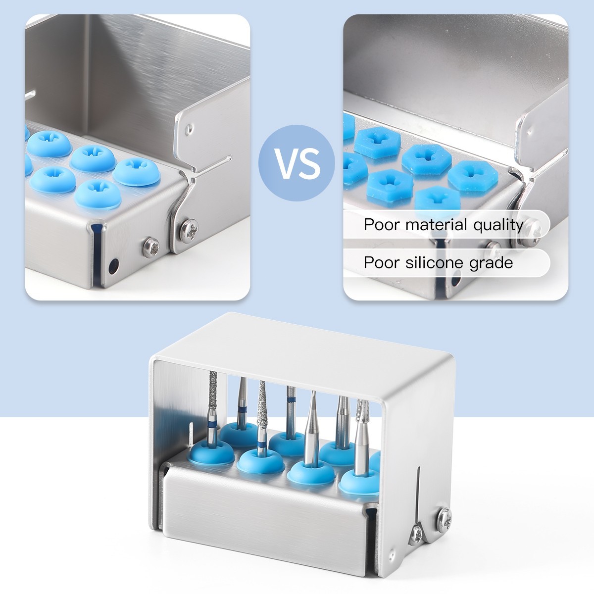 8 Holes Dental Bur Holder Disinfection Block Case Box Dentist Stand Autoclave