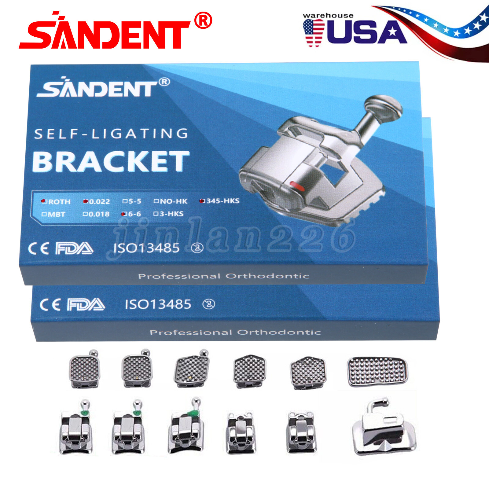 Dental Orthodontic Self Ligating Brackets Braces Roth .022 345 HK+Buccal Tube