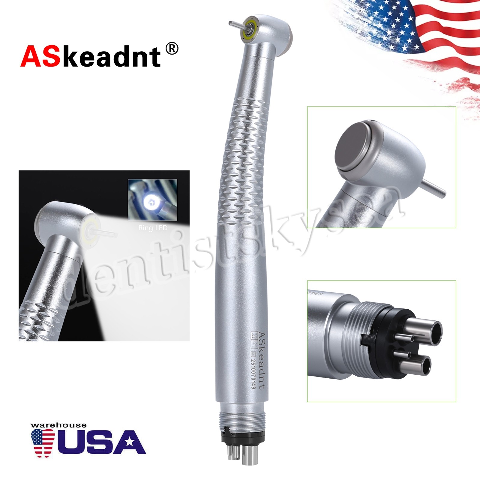 Dental E-generator Shadowless Ring LED High Speed Handpiece 4Hole SL
