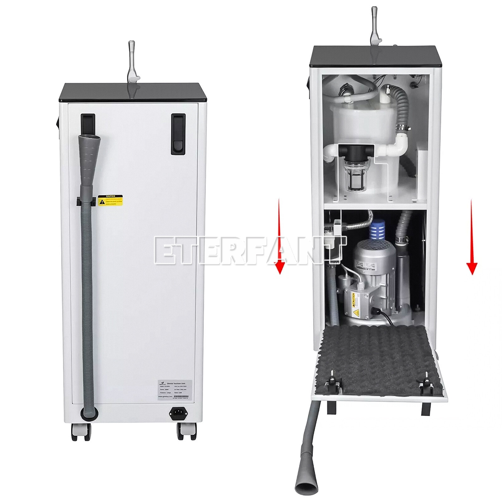 Portable Dental Suction Unit Mobile Suction Vacuum Pump Machine 350 L/min