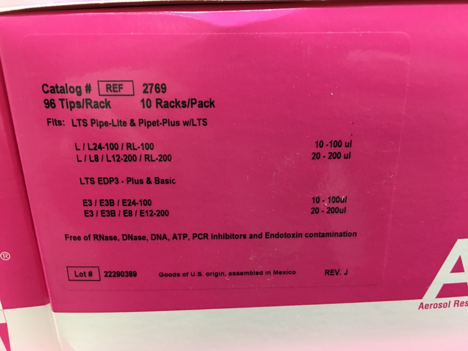 Thermo REF 2769 MBP Molecular BioProducts ART 200L Pipette Tips fits Rainin LTS