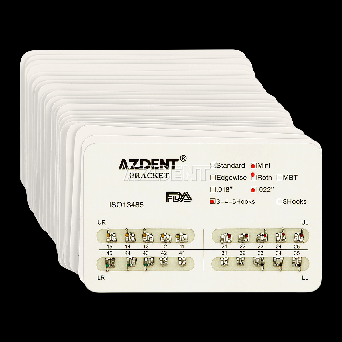 20 kits AZDENT Dental Ortho Metal Brackets Mini Standard, Roth/MBT, Slot.022/018
