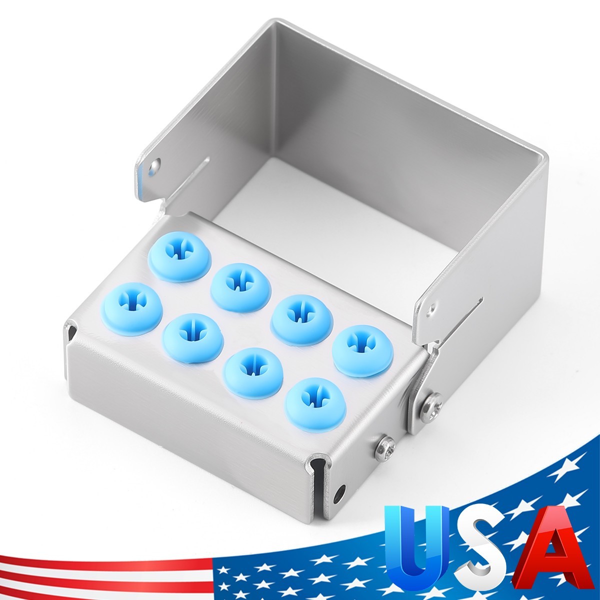 8 Holes Dental Bur Holder Disinfection Block Case Box Dentist Stand Autoclave
