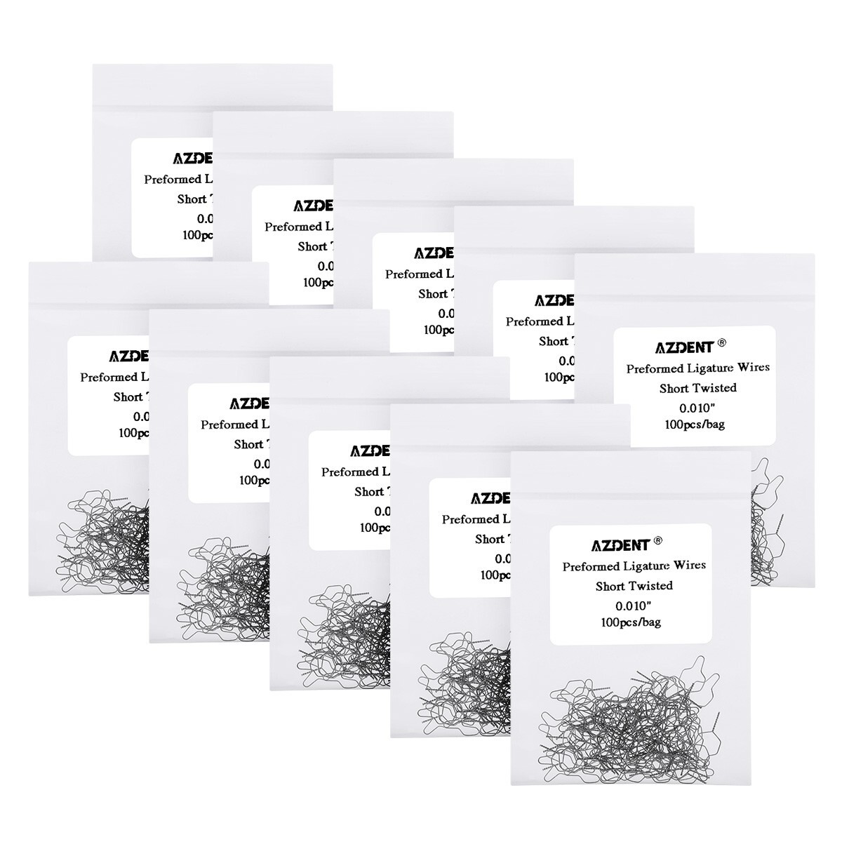 10X AZDENT Dental Orthodontic Wire Preformed Ligature Ties Short 0.010