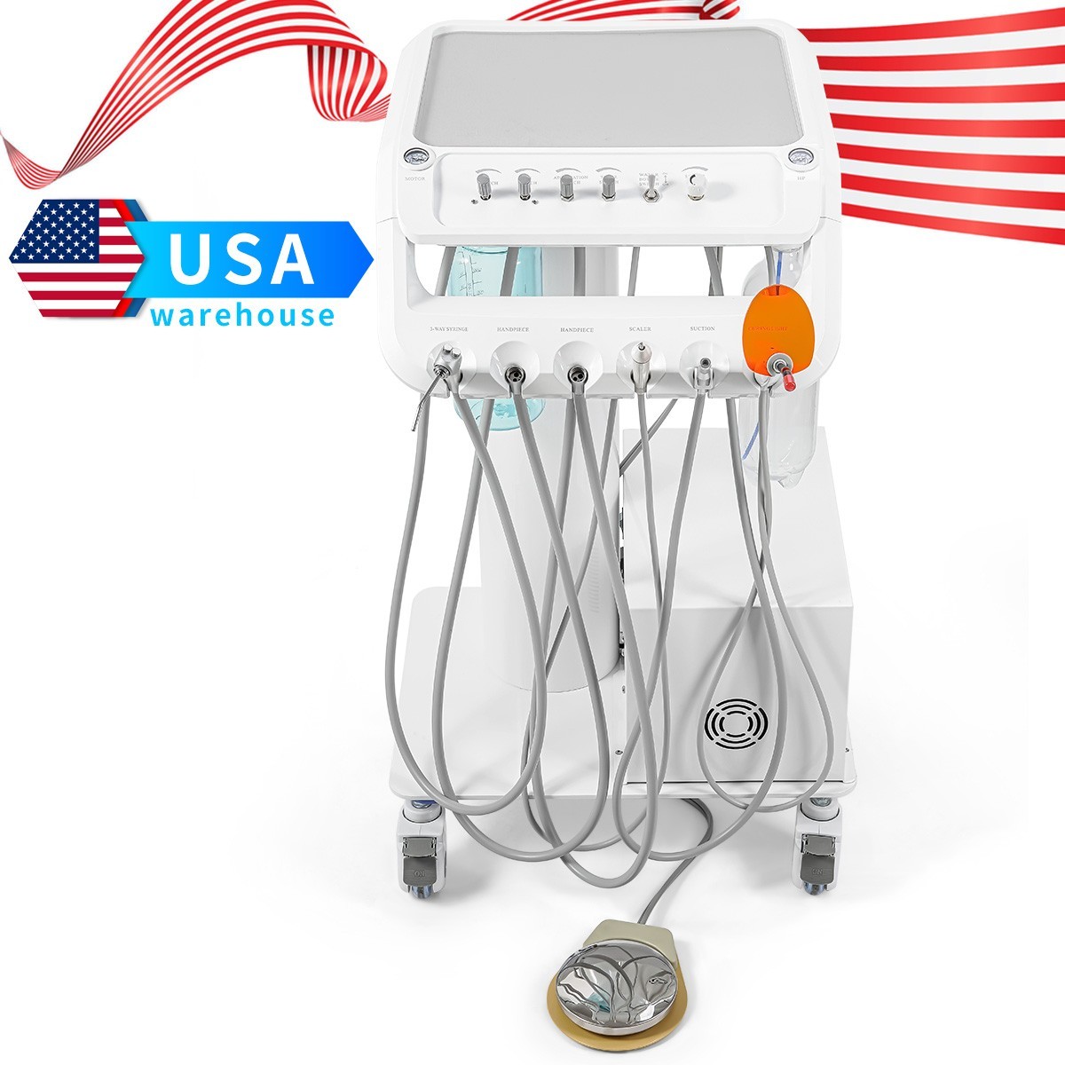 Portable Dental Unit Delivery Cart with Air Compressor/Dental Suction System