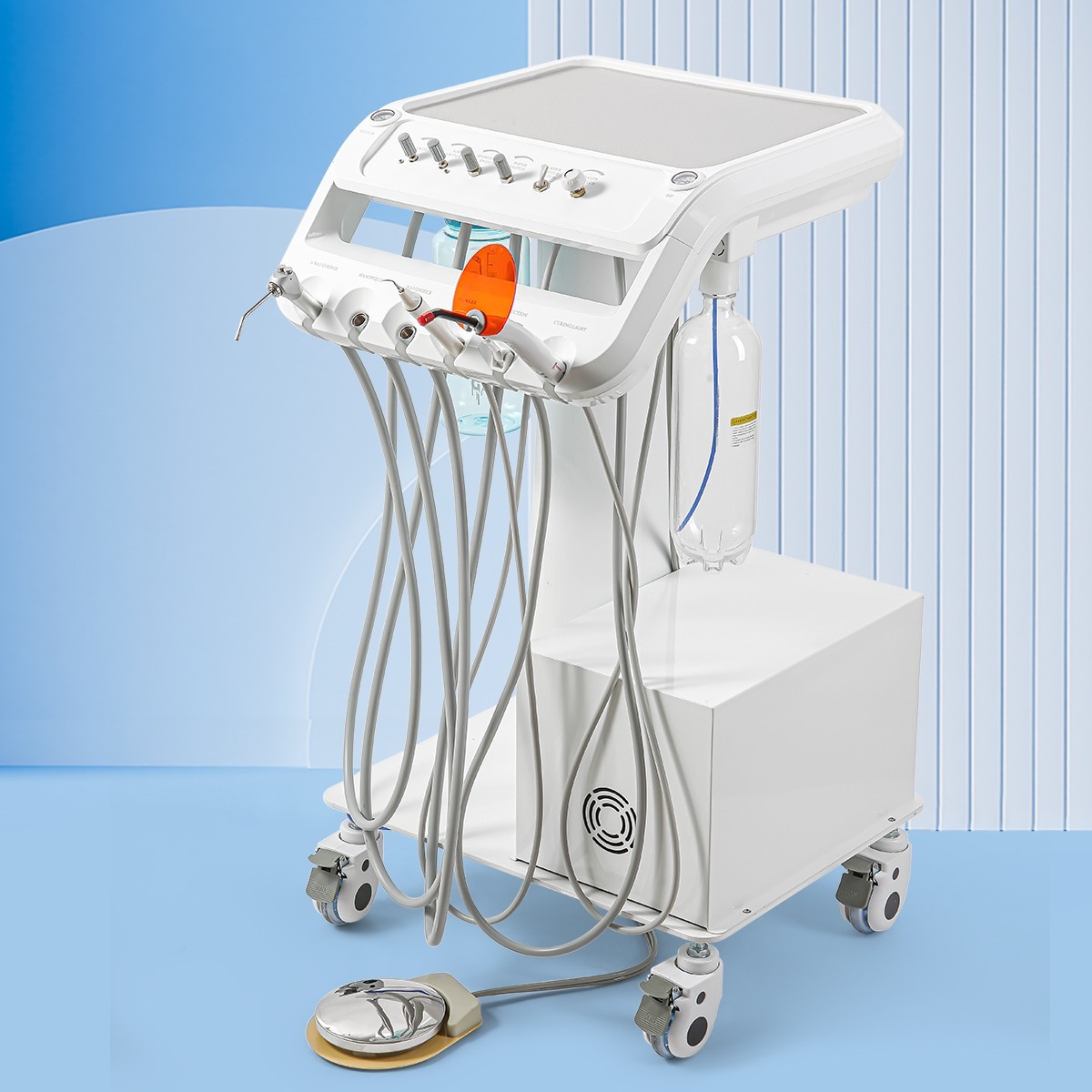 Portable Dental Unit Delivery Cart with Air Compressor/Dental Suction System