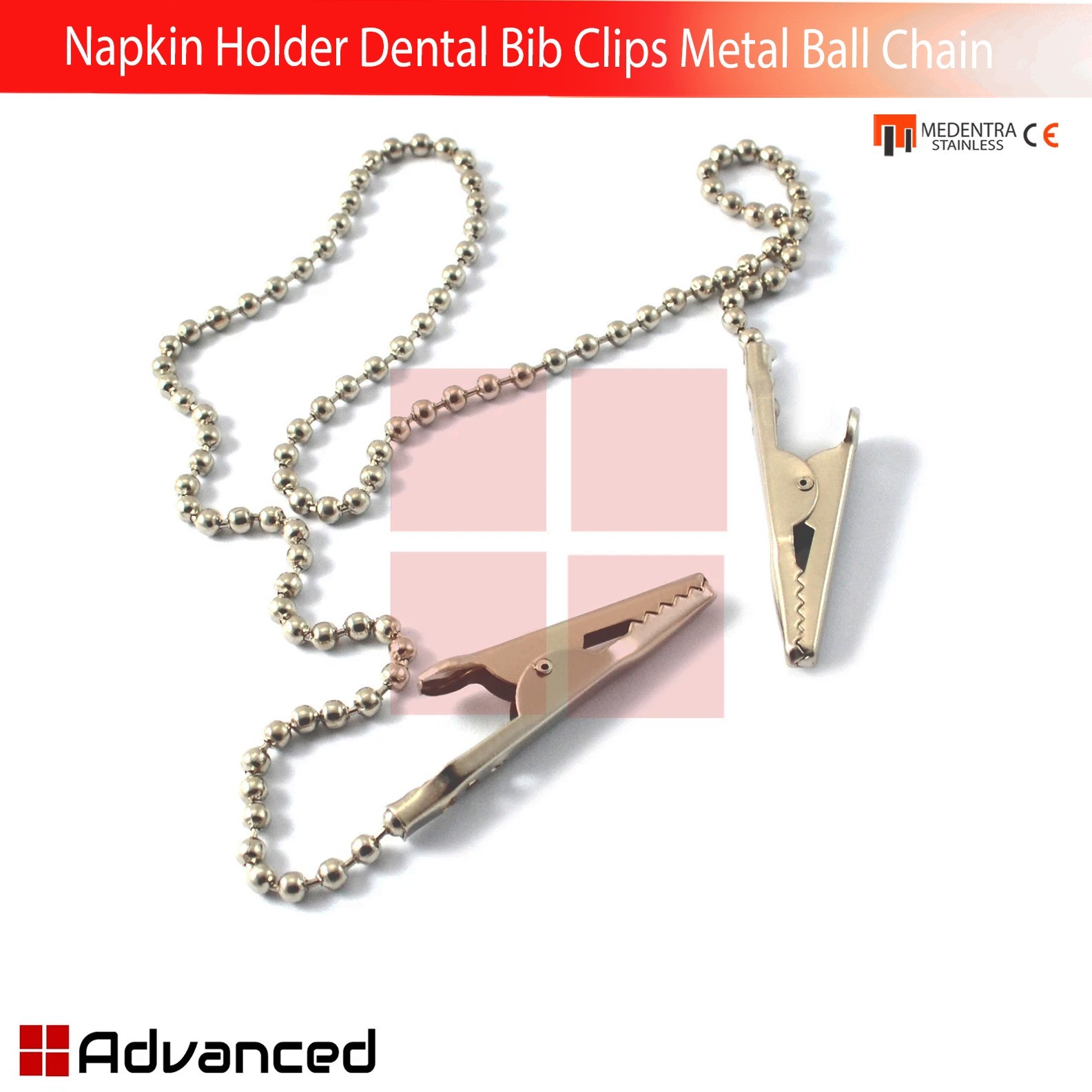 Dentistry Bib Clip Napkin Holder Ball Chain Crocodile Double Ended Tip