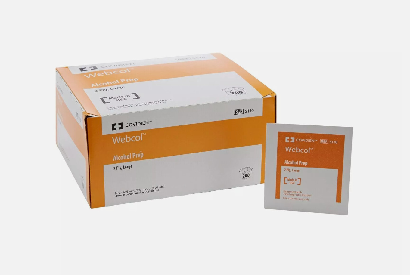 Covidien Webcol Alcohol Prep Pad Sterile 200 per Box 5110