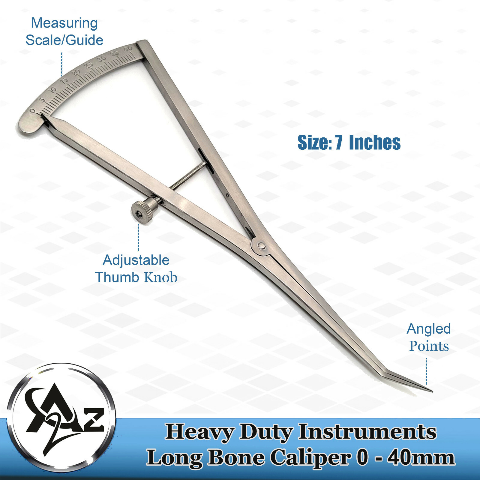 Angled Dental Castroviejo Bone Caliper Orthopedic Implant Measuring Gauge0-40mm
