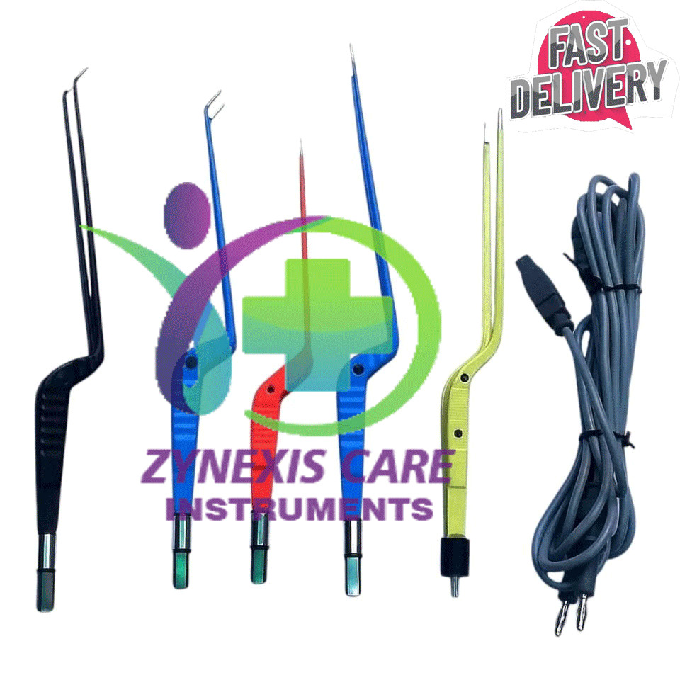 Set of 5 pieces of Bipolar Forceps Non Stick with reusable Cort 1mm tip 1.50tip