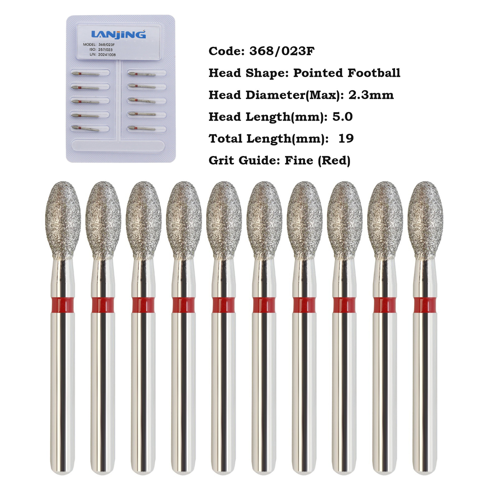 Dental Diamond Bur FG Football Round End Taper Flame Coarse Fine FG High Speed