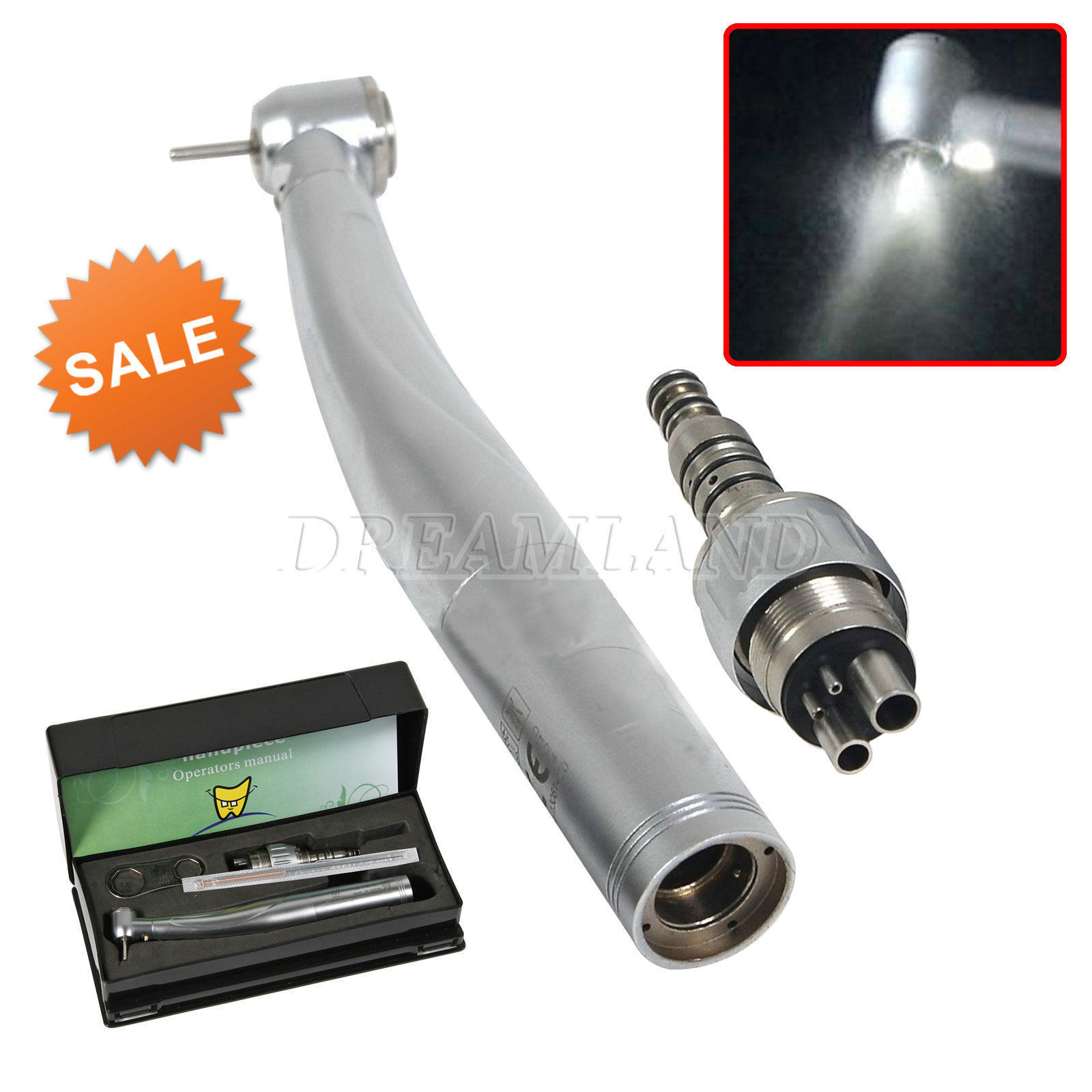 KAVO Style Dental LED E-generator Fiber Optic High Speed Handpiece+4Hole Coupler