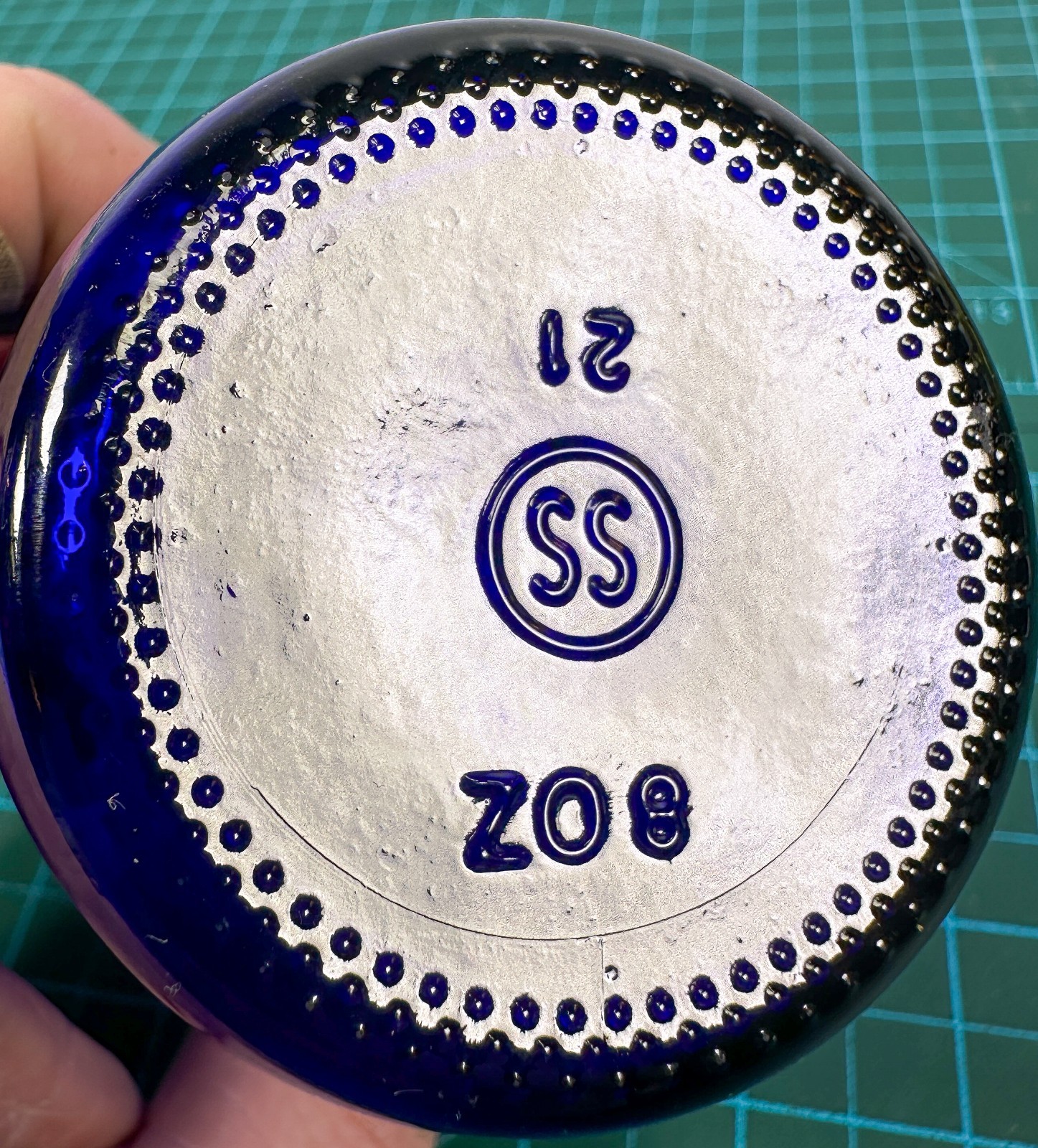Cobalt Blue Glass Bottle Jar 8 Oz Round Apothecary Lab Reagent Black Screw Cap