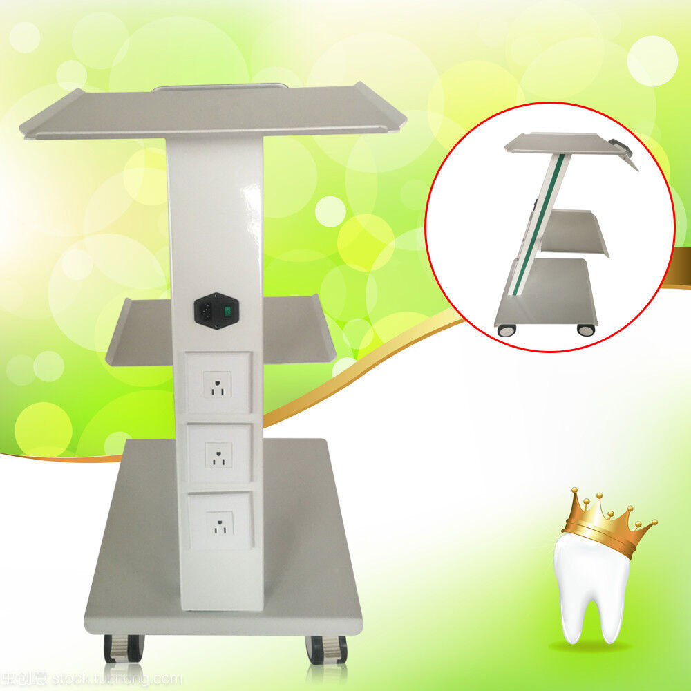 Mobile Dental Trolley Medical Tool Cart Three Layers w/ Foot Brake Trolley Cart