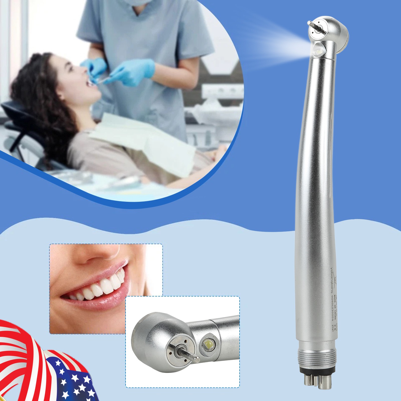1-10 PCS Dental LED Fiber Optic Turbine High Speed Handpiece Push Button 2/4Hole