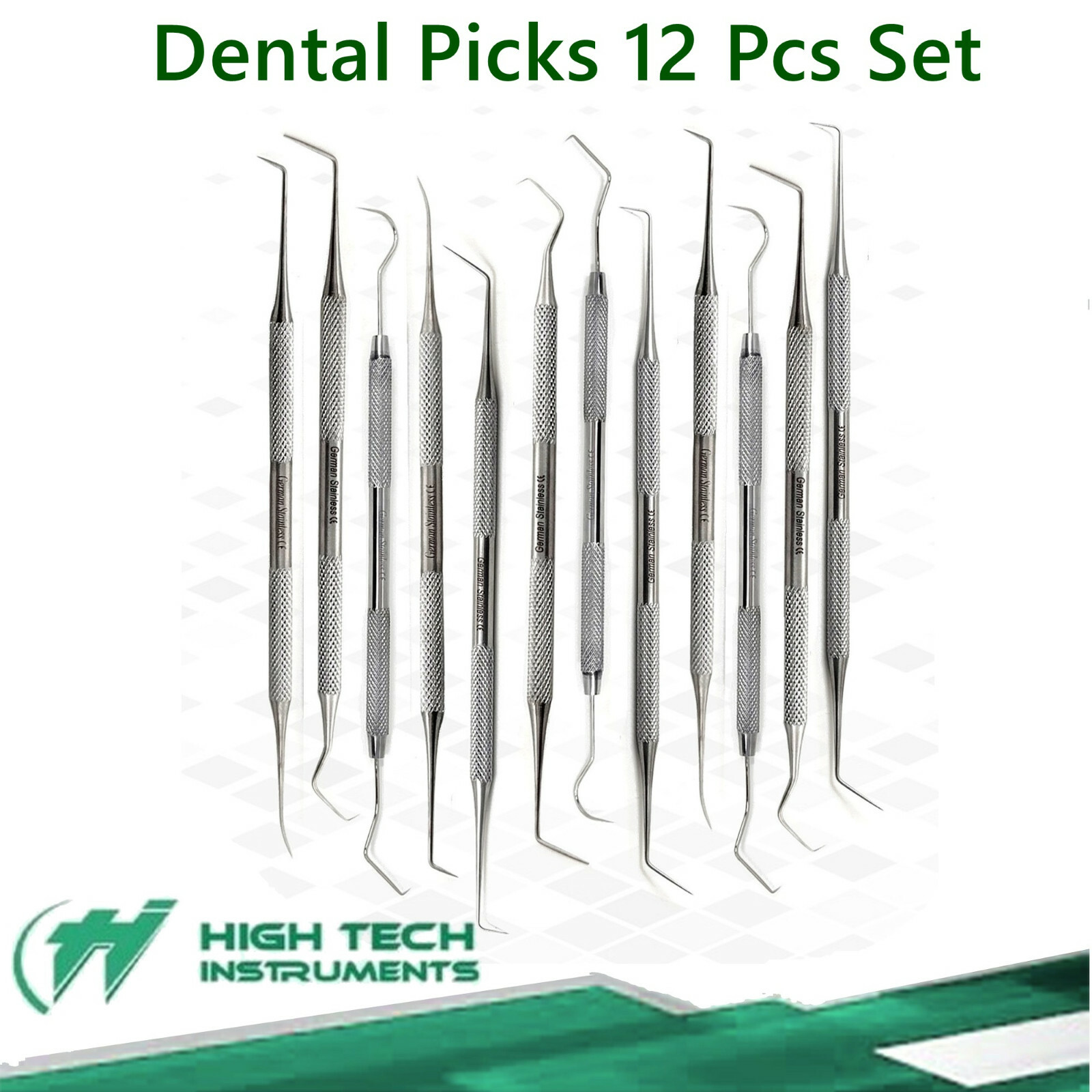 12pc STAINLESS STEEL Dental PICK SET, Tools Pick Scaler Teeth Cleaning Tooth