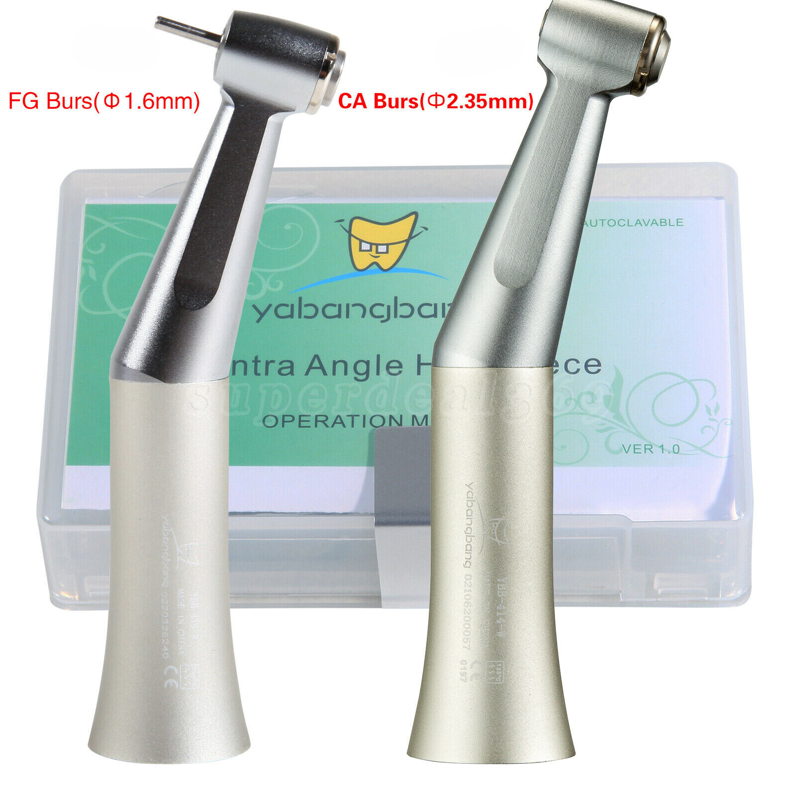 Dental 1:1 Contra Angle Low Speed Handpiece Push for Burs FG 1.6mm /CA 2.35 ns