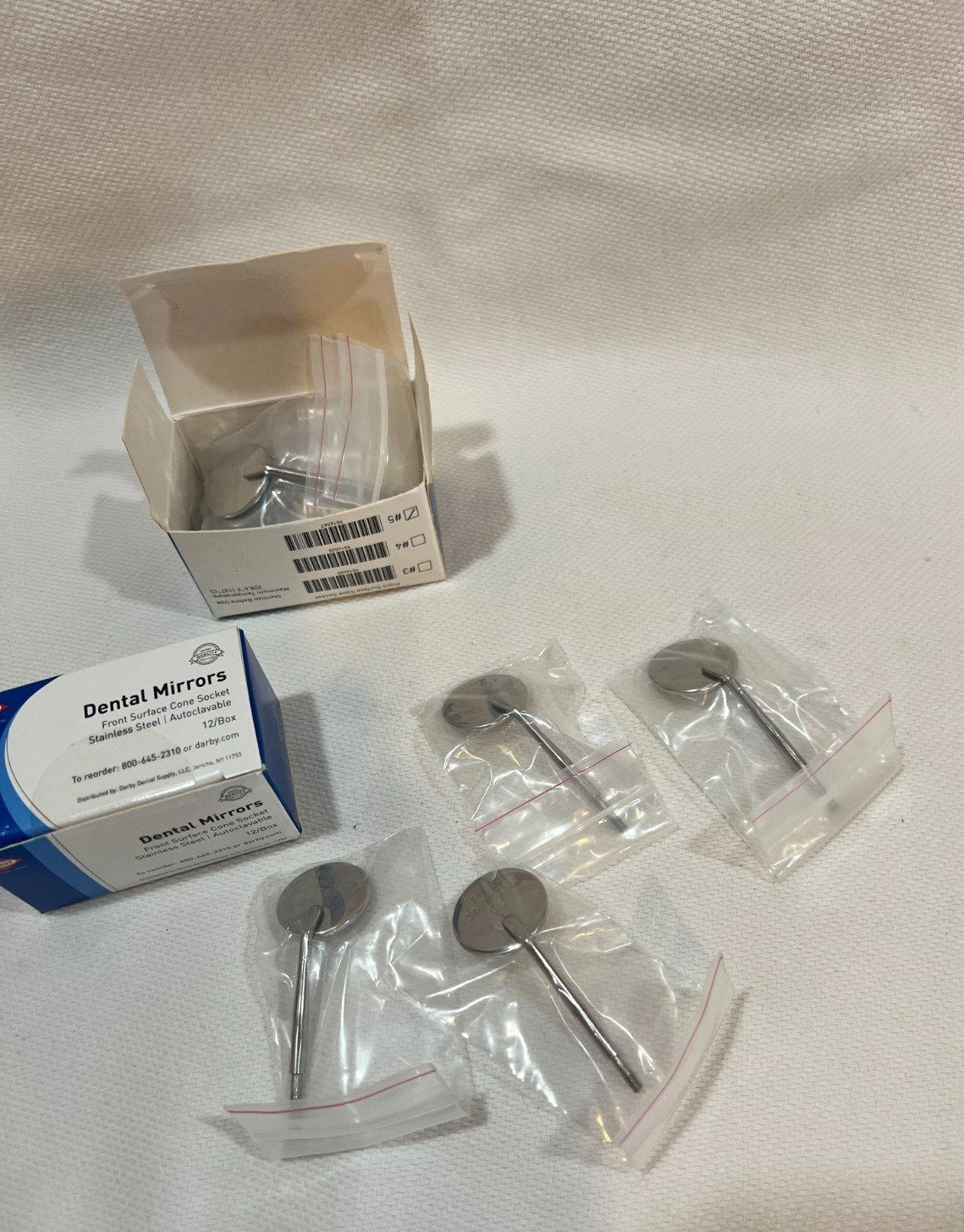 Dental Mouth Mirror front surface simple stem Darby #5 12/Box , 2 pack