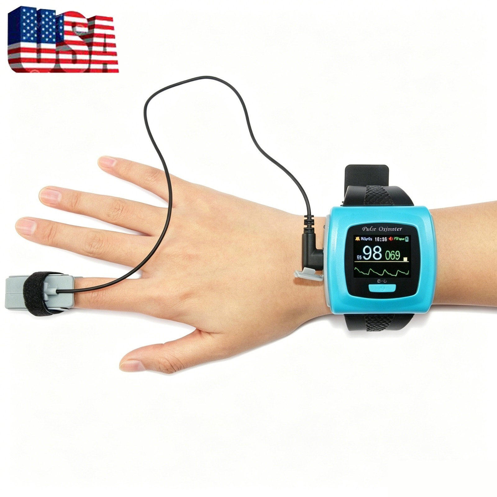 Wrist Pulse Oximeter – Oxygen Monitor with Finger Probe