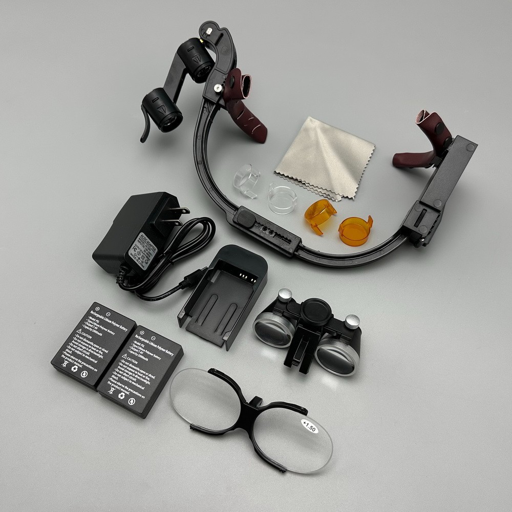 3.5X Dental Medical Binocular Loupes Headband Magnifier LED Head Light US Plug