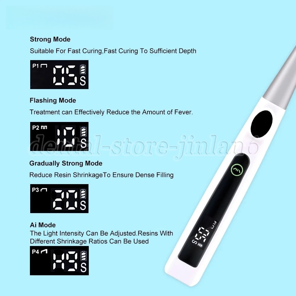 Dental Cordless 1S LED Light Cure Lamp Metal Head LED Curing Light 360° 4 Modes