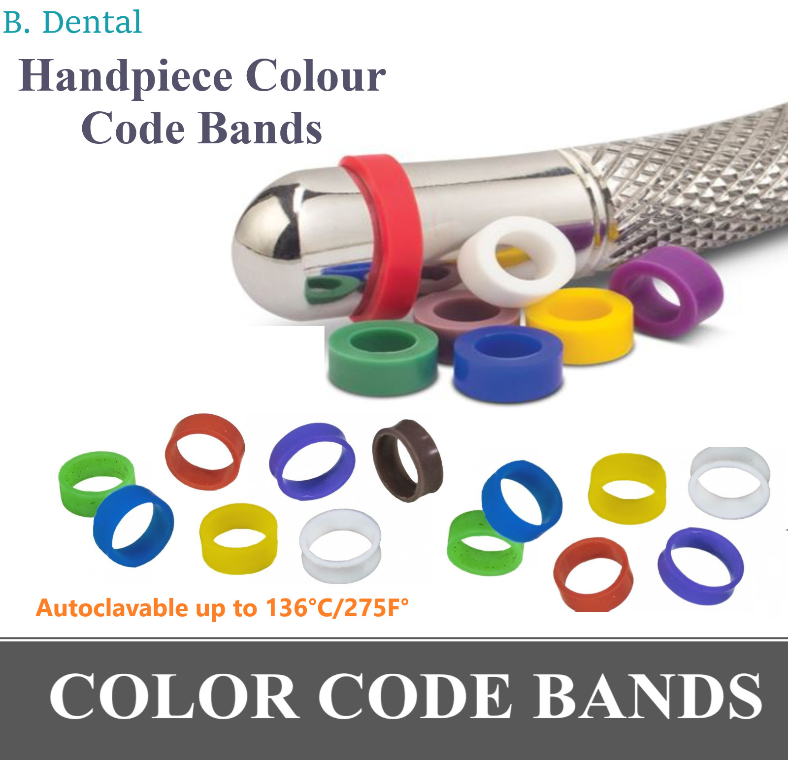 Dental Instrument Colour CODE RINGS & HANDPIECE COLOR CODE BANDS, Autoclave 275F