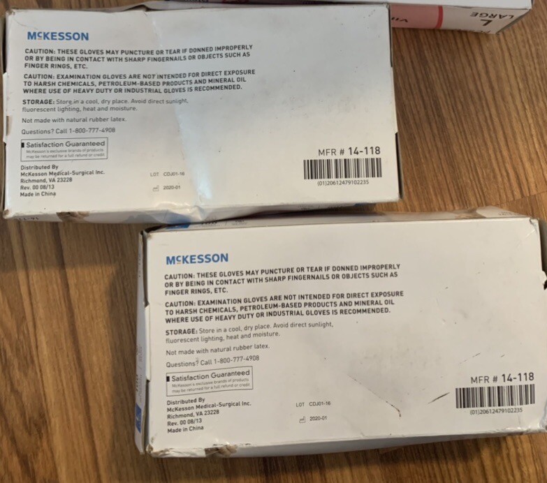 2 Boxes – McKesson Vinyl Exam Powder Free Gloves Large (Pack of 100) (14-118)