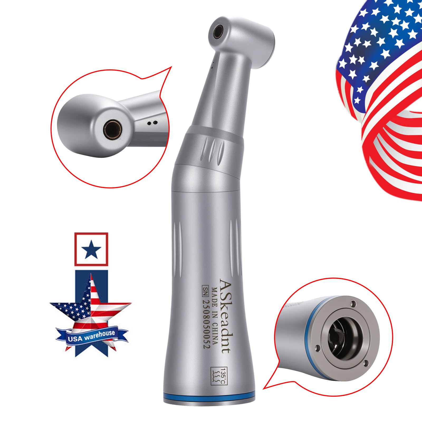 ASkeadnt Dental Inner Water Contra Angle Handpiece Slow Speed E-type NSK Style