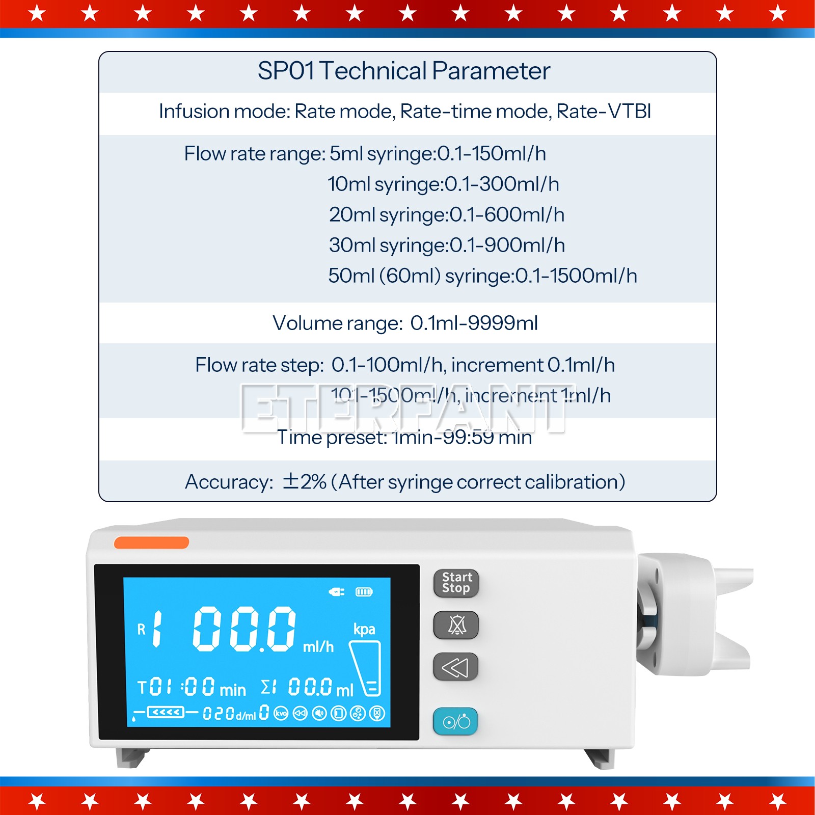 4.3 Inch Color Touch Screen Syringe Pump Stackable Design Medical/Lab Use