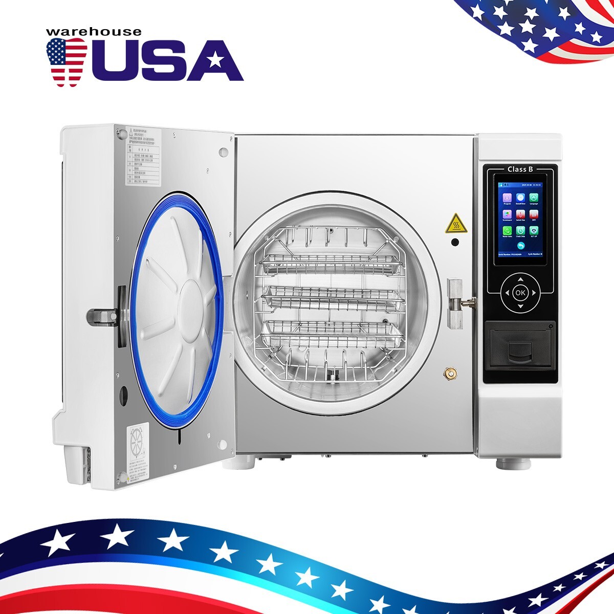Dental Class B Autoclave Steam Sterilizer with Vacuum Drying & Built-in Printer