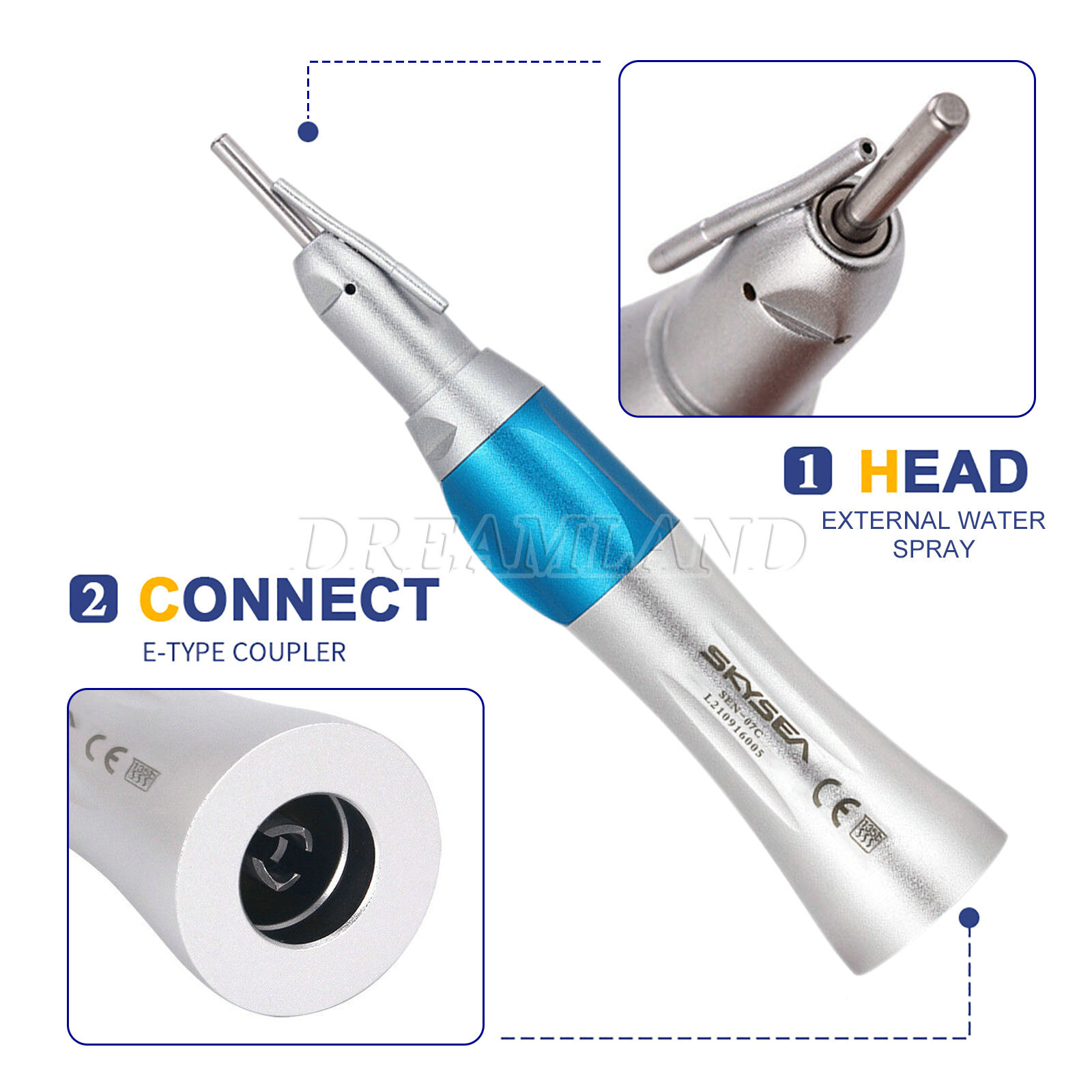 Dental 1:1 Straight Handpiece Contra Angle Surgery External Irrigation Pipe